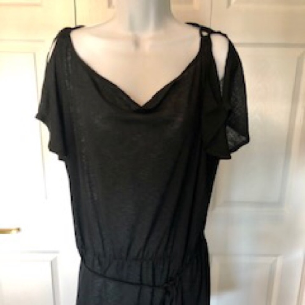 Like new Rare BEBE black coverup with jeweled tie belt sz small
